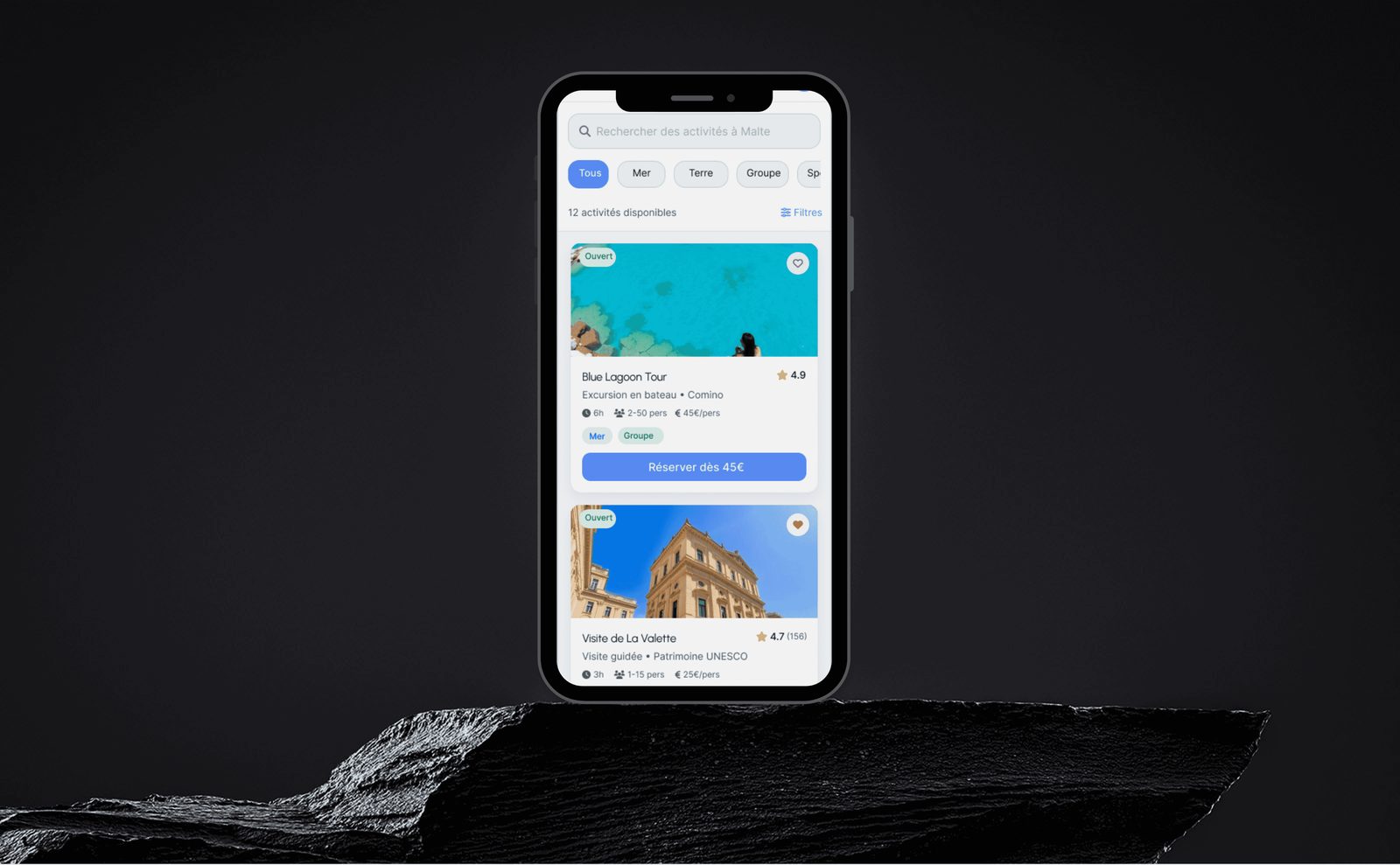 Application Werugo de réservation d'expériences